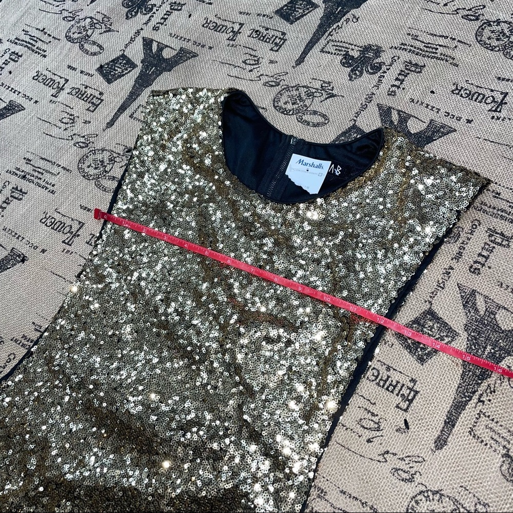 REHAB NWT! Sparkly Gold Sequins Sleeveless Leotard Bodysuit Size L - Picture 11 of 15